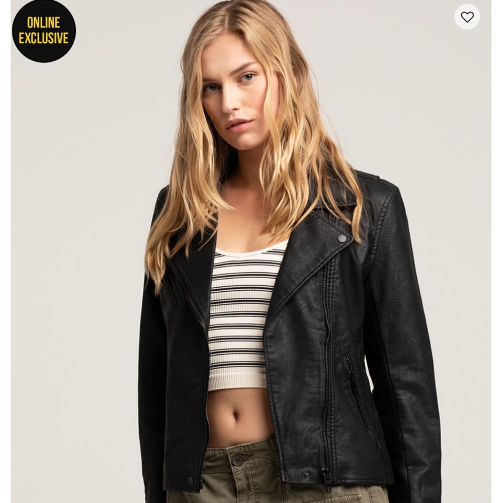 [BLANKNYC] Black Vegan Leather Jacket Size L